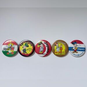 Vintage Disney Epcot Buttons  - Lot Of 5 Rare 90’s Collector World Showcase Pins